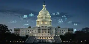 United States Capitol building with digital overlay of infrastructure networks