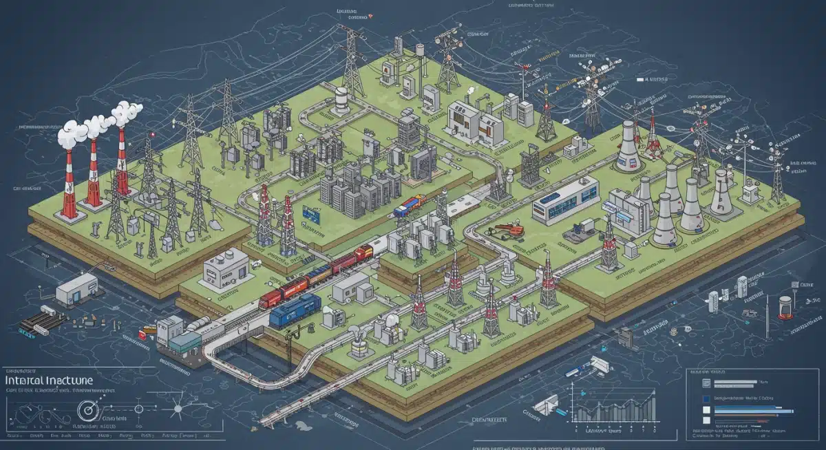 Detailed blueprint of interconnected critical infrastructure systems