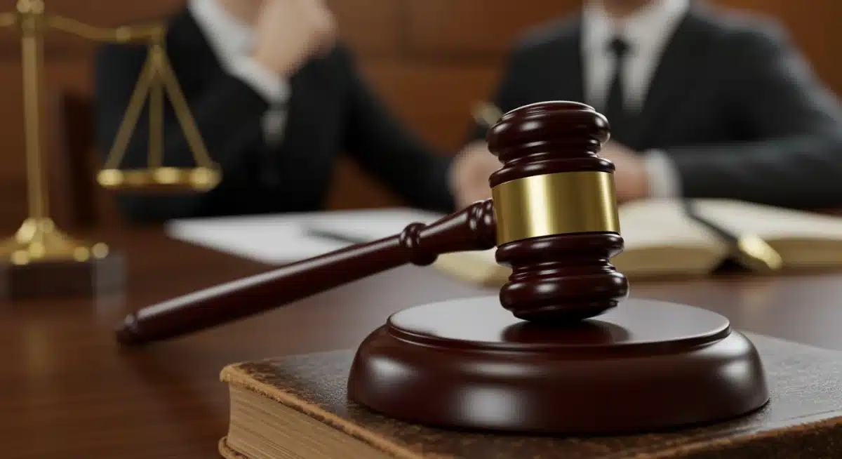 Gavel on law books, signifying judicial deliberation and legal authority.