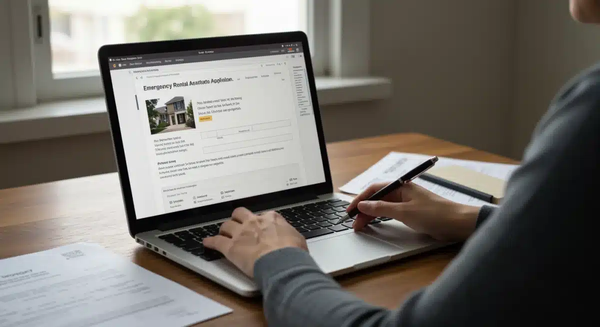 Person applying for emergency rental assistance online