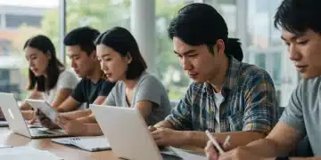 Students engaged in a high-quality online education program in the US