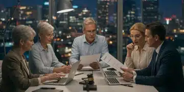 Financial advisor explaining estate planning documents to a family