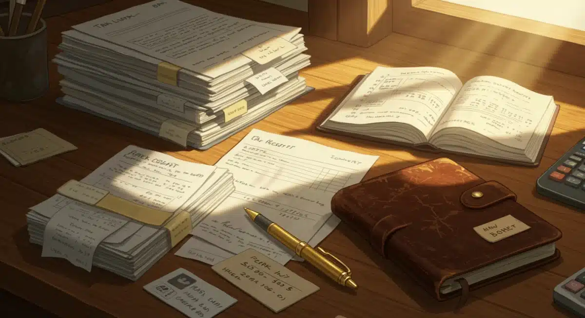 Organized financial documents for tax deductions