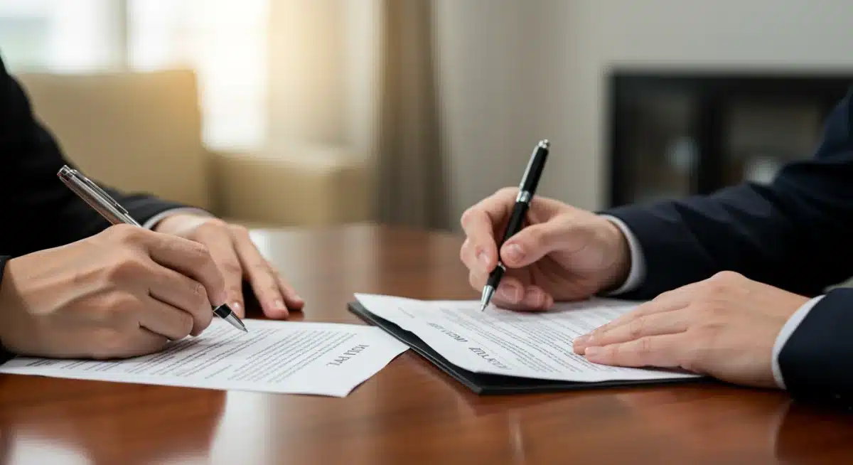 Hands signing legal estate planning documents