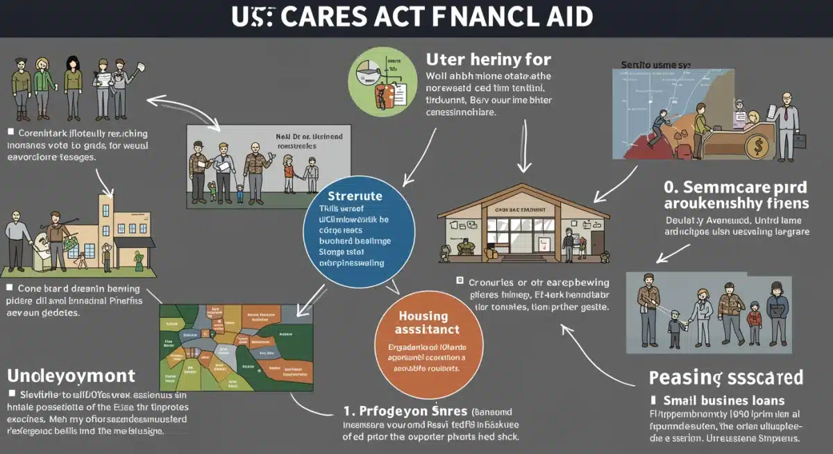 Infographic detailing CARES Act financial aid categories and unclaimed benefits