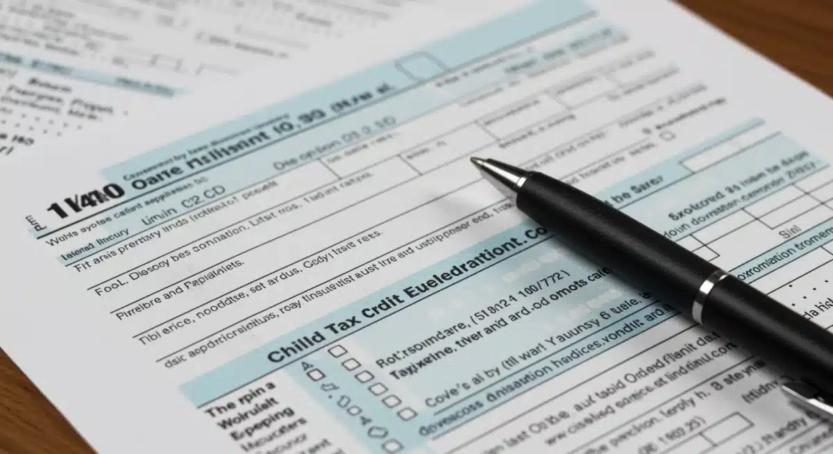 Detailed tax form highlighting child tax credit sections