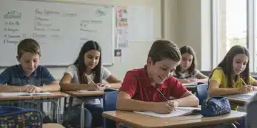 Students learning in a modern classroom, symbolizing federal investment in K-12 education.