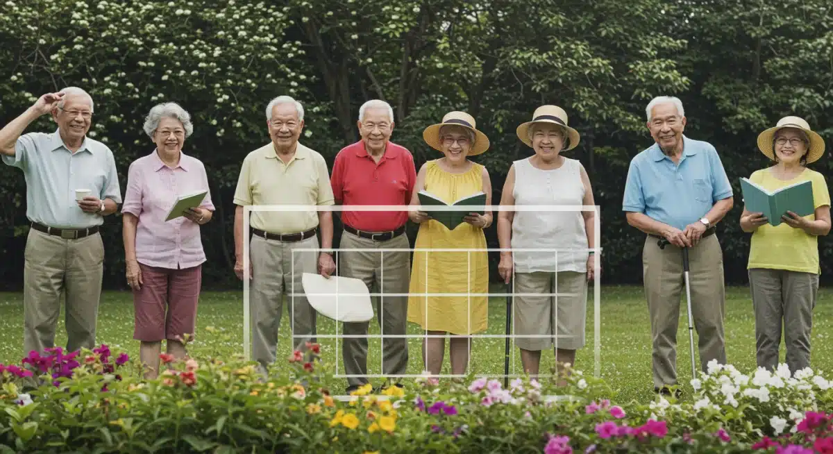 Happy senior citizens enjoying retirement activities