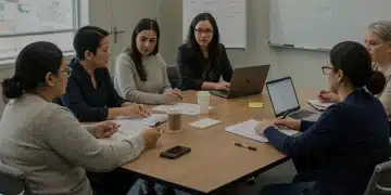 Parents and educators collaborating on special education plans, focusing on a child's future.