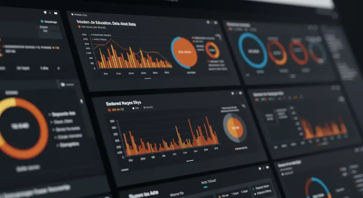 Educational data dashboards showing student performance analytics
