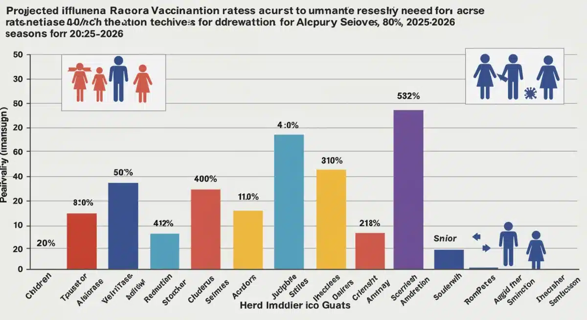Infographic showing target influenza vaccination rates by age group
