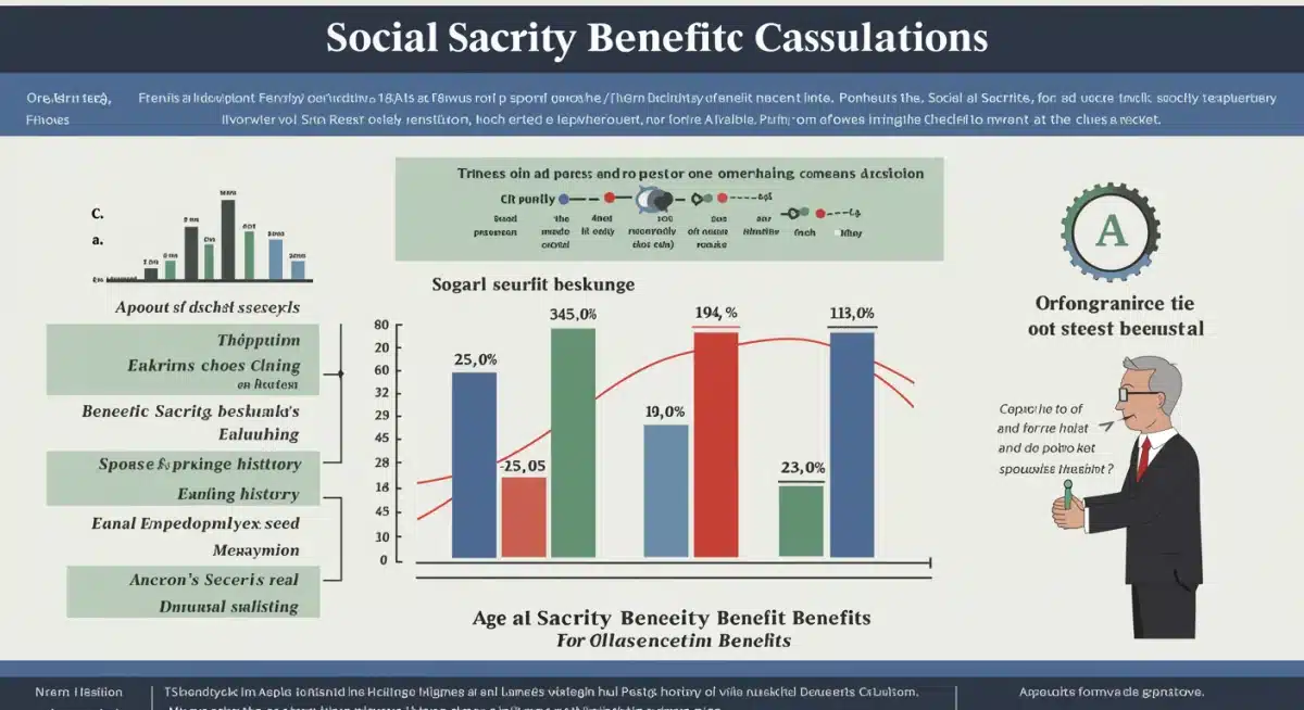 Infographic showing factors influencing Social Security benefit calculations.
