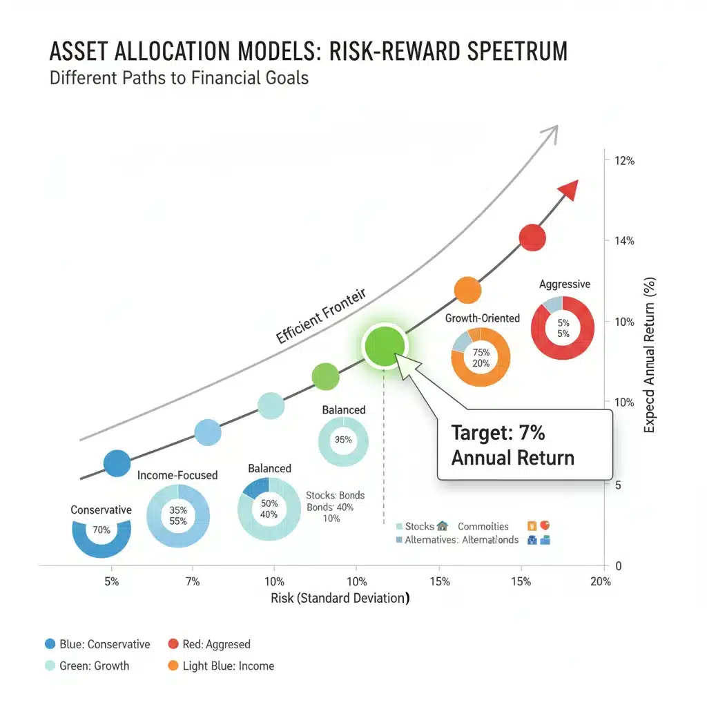 Asset allocation chart for balanced retirement portfolio