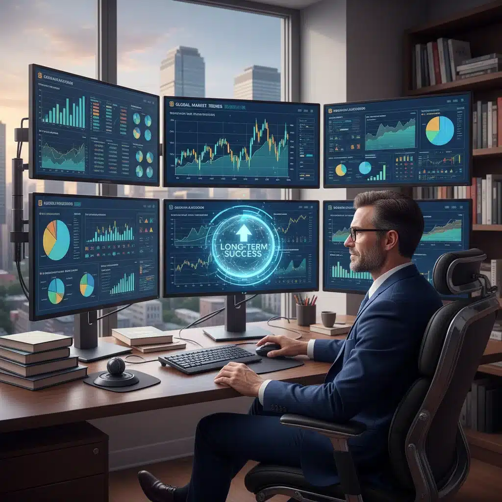 Financial expert analyzing market trends for investment decisions