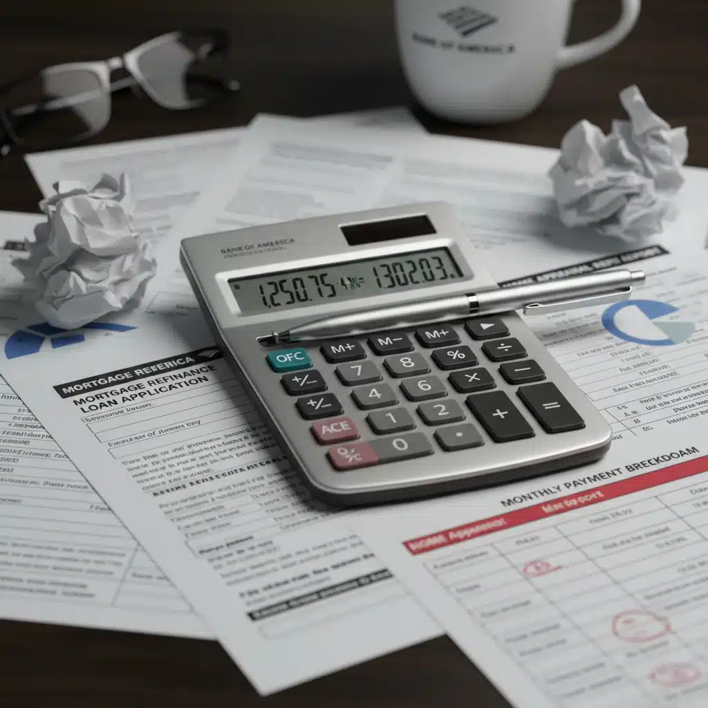 Financial calculator and documents for mortgage refinancing cost analysis