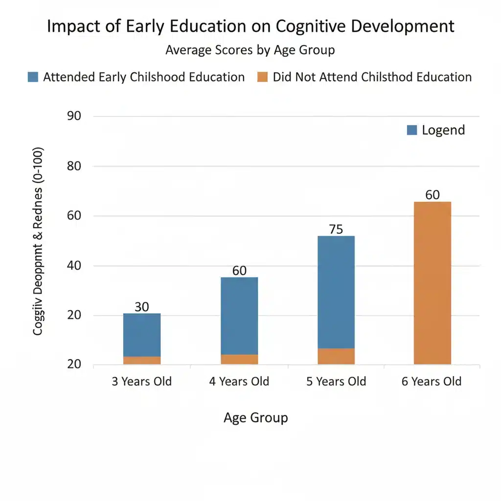 Graph showing improved cognitive development in early childhood education participants.