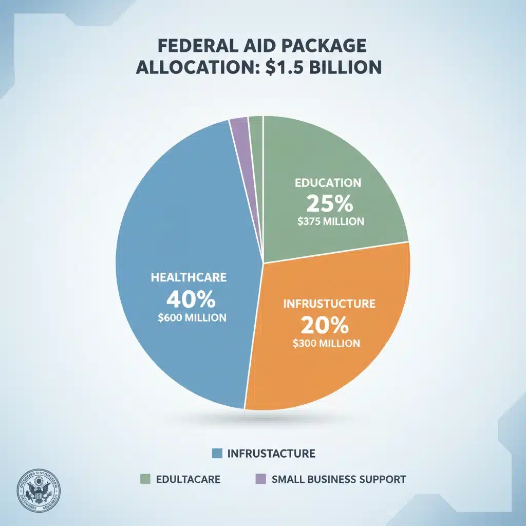 Infographic detailing the allocation of the .5 billion federal aid package.