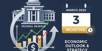 Financial charts with Federal Reserve building backdrop, symbolizing investment outlook.