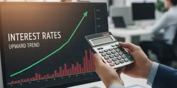 Financial graph showing rising interest rates with calculator and pen for strategic planning