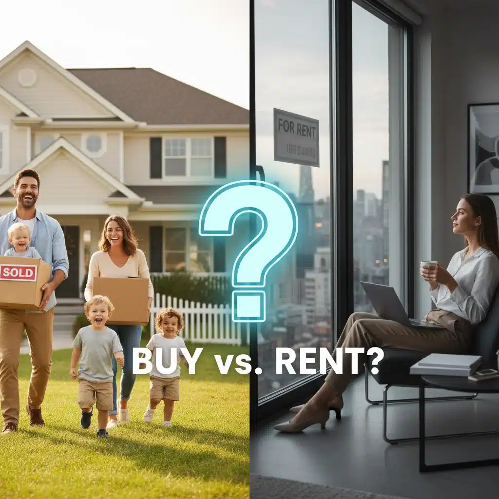 Family buying a home versus individual renting an apartment decision