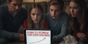 Family reading news about increased flu cases in the U.S.