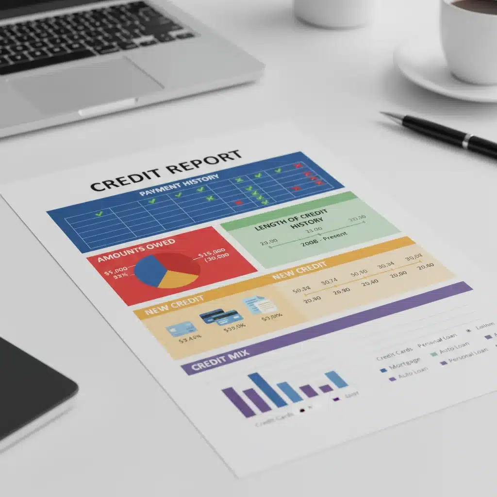 Detailed credit report sections with payment history and credit utilization highlighted.