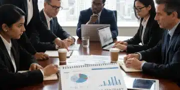 Group analyzing financial documents and 2026 calendar for unemployment benefits planning