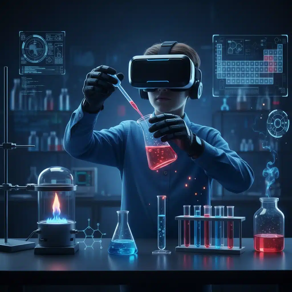Student conducting a virtual reality science experiment.