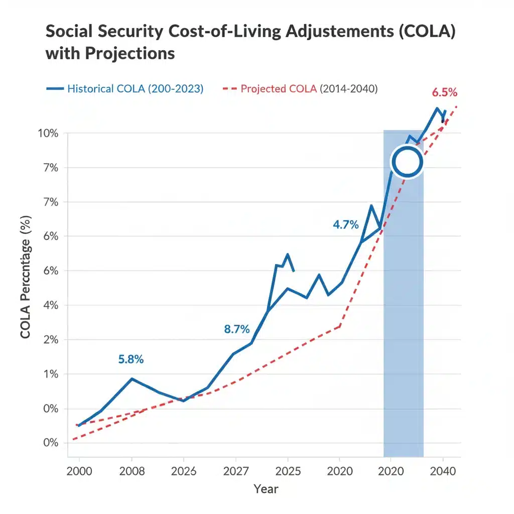 Graph illustrating Social Security COLA projections for 2026