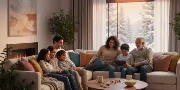 Family enjoying a comfortable home environment, symbolizing energy bill relief and warmth.