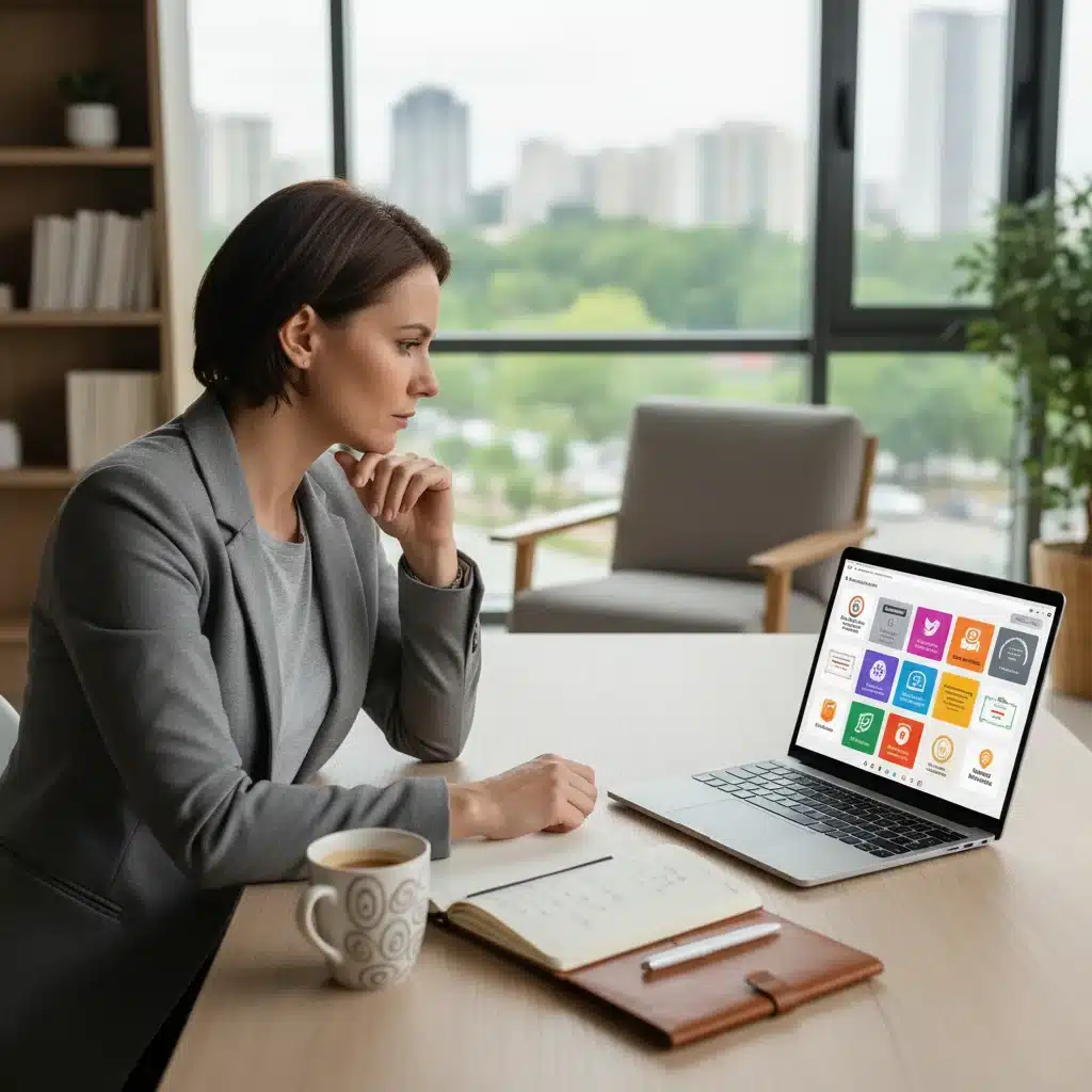Professional engaging in online certification courses at home.