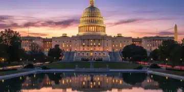 United States Capitol Building at dusk, symbolizing legislative impact.