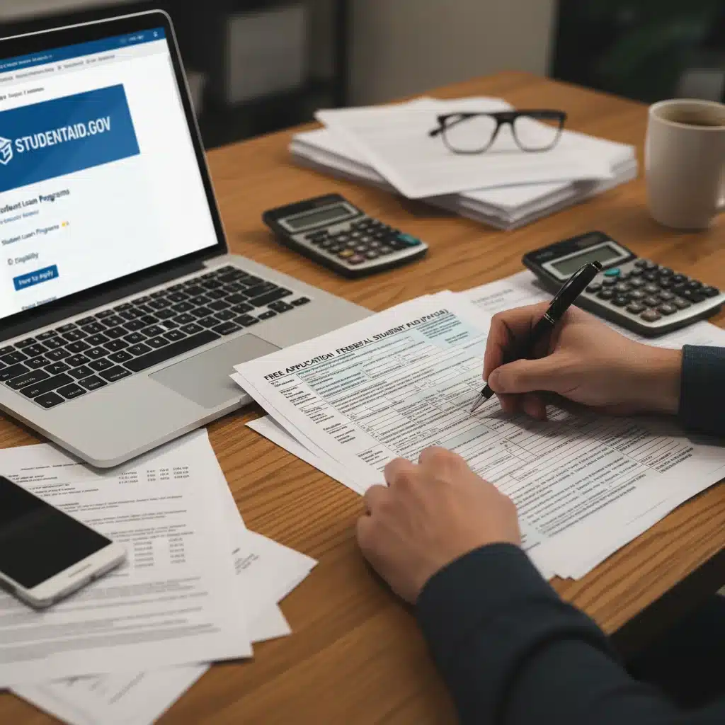 Person meticulously filling out student loan forgiveness application forms.