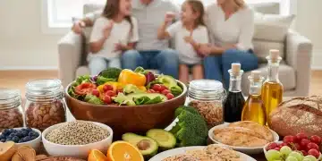 Assortment of fresh fruits, vegetables, whole grains, and lean proteins for WIC families.